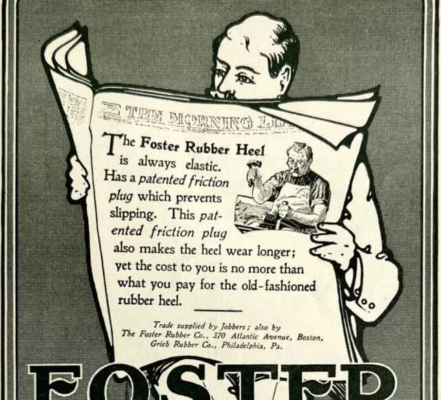 1904 Foster Rubber Heel Advertisement Shoes Newspaper Ephemera 7.5 x 4.75"