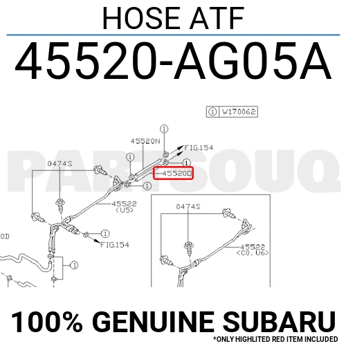 45520AG05A Genuine Subaru HOSE ATF 45520-AG05A
