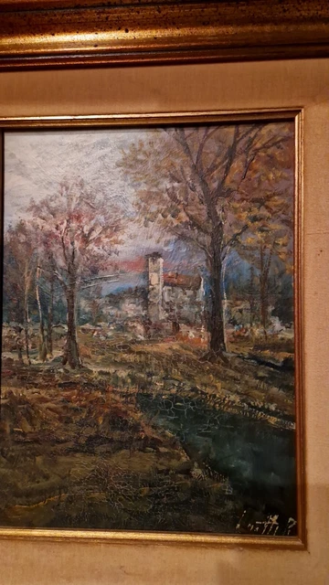 QUADRO VINTAGE DIPINTO OLIO SU TELA CON CORNICE FIRMATO A. PIGA LAI 93