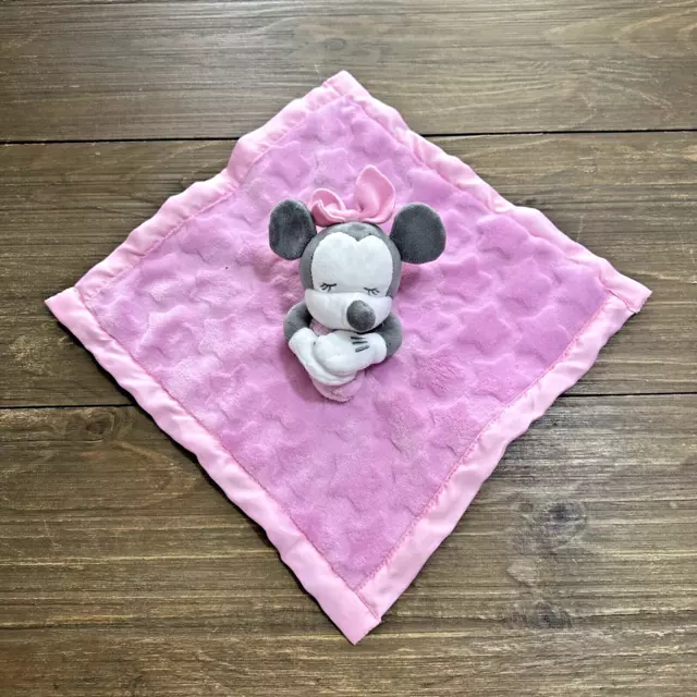 Tienda Disney Gris Minnie Mouse Bebé Manta Amorosa Estrellas Rosa Borde Satén Dormir