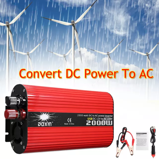 2000W Pure Sine Wave Inverter 48V to 220V 240V Power Converter DC to AC Car Camp