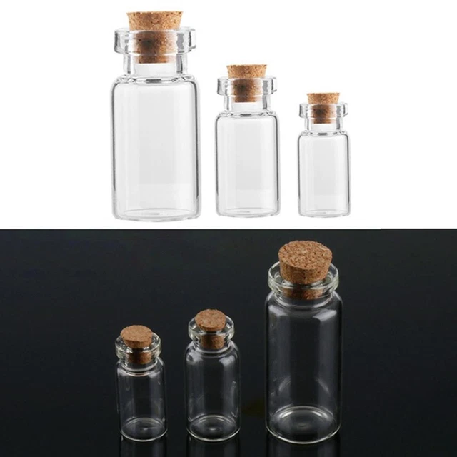 Botellas de vidrio pequeñas de 5 tamaños con tapón de corcho viales pequeños recipientes frascos A5Y7