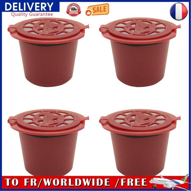 4pcs/set Reusable Coffee Capsule Filter Shell for Nespresso Machine (Red)