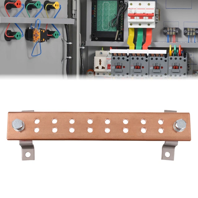 16 HOLES WALL Mounted Copper Ground Bar Kit, Copper Grounding Busbar ...