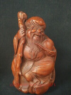 Collection Ancient Chinese Bamboo Roots Hand Carved Old Man Longevity Decoration