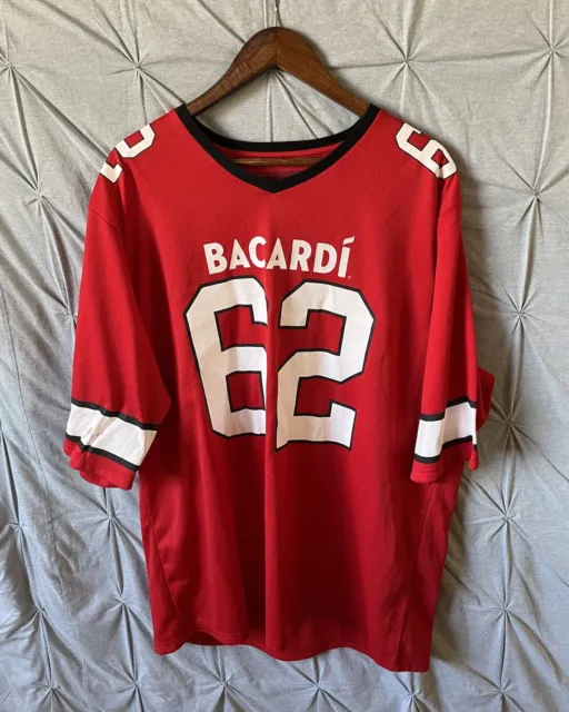 Bacardi #62 Football Jersey Womens 2XL Red 23” Pit To Pit 31.5” Length (Read)