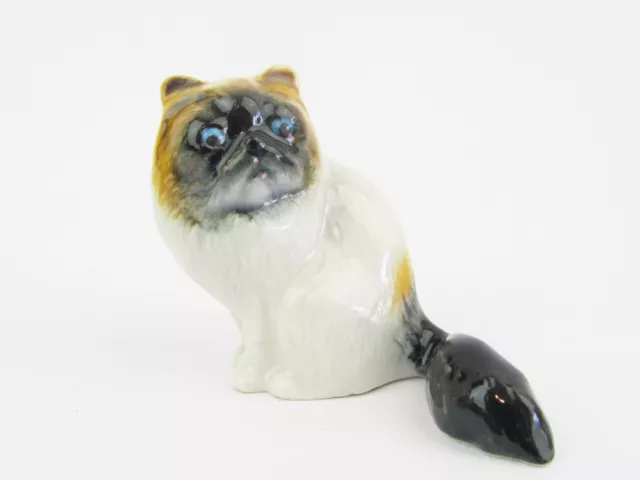 Miniature Porcelain Hand Painted Persian Cat Figurine - Tortie