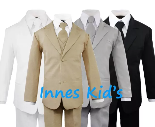Formal Kids Toddler Boys Suit 5 pieces Set with Vest and Tie Choice of Colors