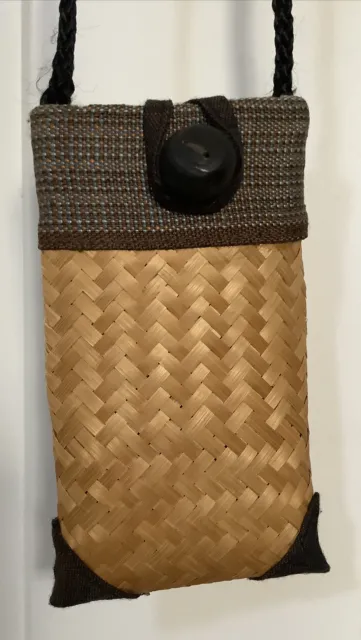 Handmade Crossbody Shoulder Bag Purse Pouch Woven Straw Rattan Small