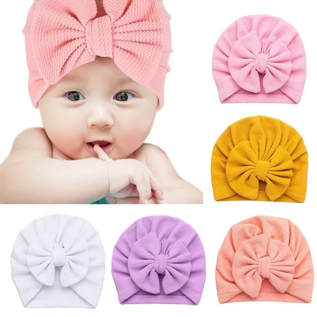 Girls Ball Knot Turban Hats Head Wrap Newborn Baby Hat Beanie Cap Hat With Bow