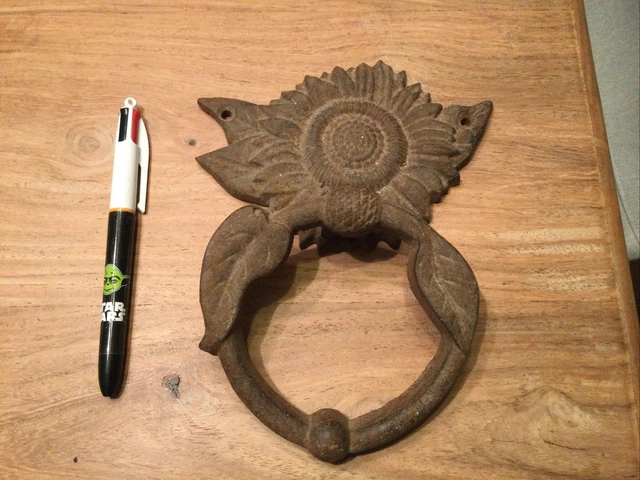 heurtoir Décoratif de porte d'entrée avec Tournesol fleur en fonte Poignée