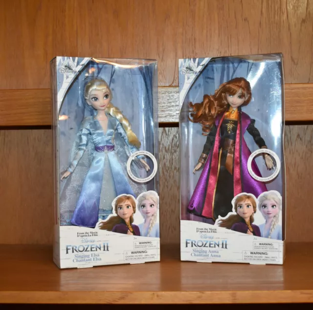 NEW Disney Store Authentic Frozen 2 Elsa  Anna Singing Dolls 11" Toy Doll Bundle