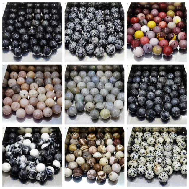 Wholesale Natural Gemstone Round Spacer Loose Beads 4mm 6mm 8mm 10mm 12mm Pick 2