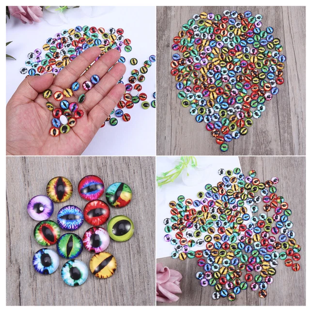 100 Pcs M Flat Back Cabochons Dragon Eye Glass Ornament Crafts