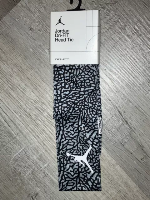 Nike Dri-Fit JumpMan Head Tie Adult Unisex Cement Print Wolf Grey Black White