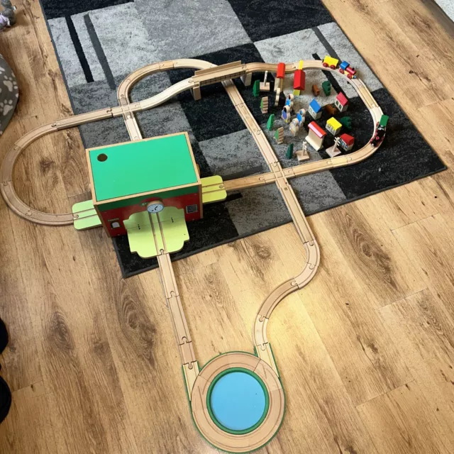 Wooden train shop track storage