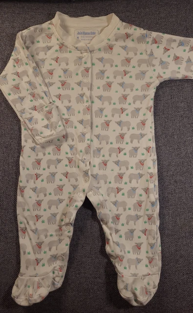 Jojo maman bebe Unisex baby Sleepsuit 0-3 months lamb sheep babygrow (98)