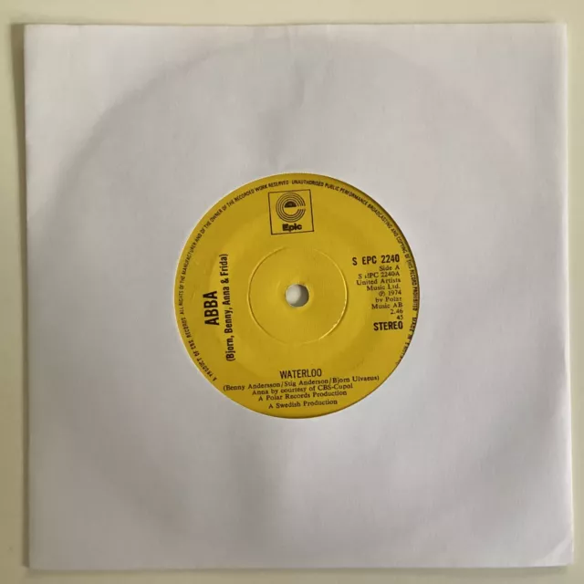 ABBA Waterloo, watch out 7” 45 VINYL SINGLE A1 B1 U.K 1st ISSUE 1