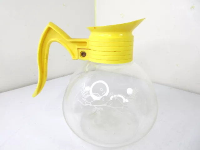 Vintage CORY Carafe Whistles Decorative Birds CTP-L Glass Coffee Tea Pot Yellow