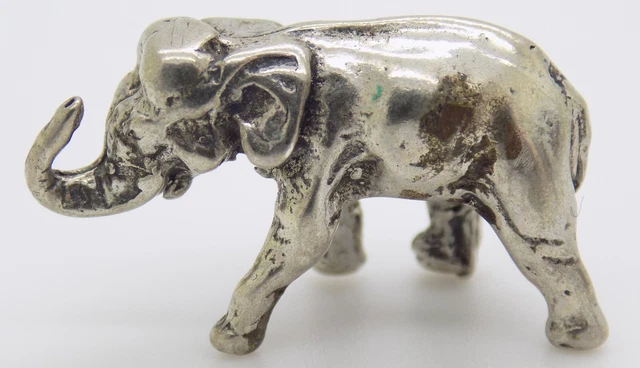 Vintage IN Argento Massiccio Italiano Fatto Micro Elefante Miniatura Testato