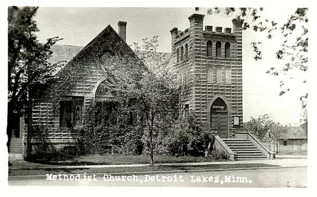 Postcard MN Detroit Lakes Minnesota First Methodist Church RPPC Photo c1920s MN