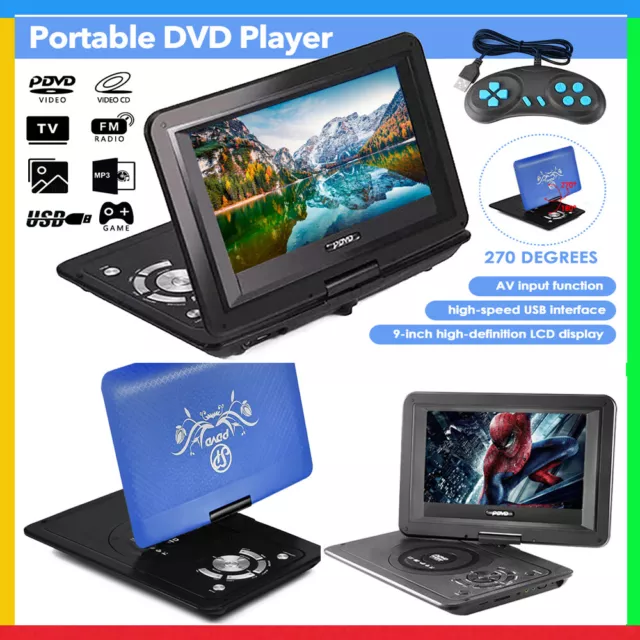 HD Portable DVD Player 3D Sound Game Function 9.8" LCD Swivel Screen Rotating