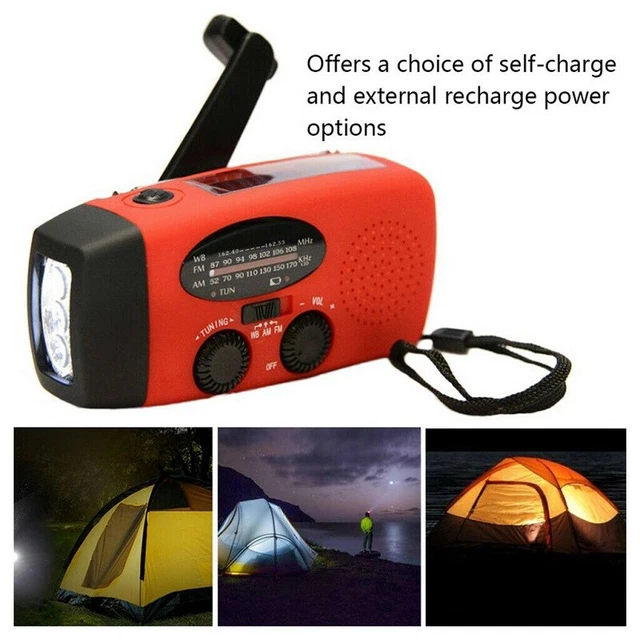 Kavolet Solar Kurbelradio – Mit AM/FM, 5000 MAh Powerbank, LED-Taschenlampe, SOS-Alarm, Wasserdicht IPX5