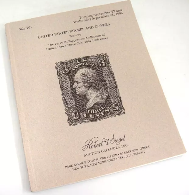 Siegel Stamp Auction Catalog 1994 US Stamps & Covers 3¢ 1861-1868 Issues