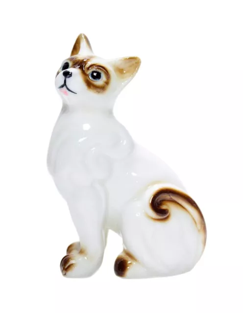 Vintage Siamese Cat Animal Porcelain Hand Painted Miniature Figurine