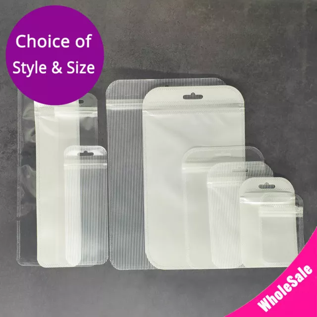 Multi-Size Front Clear Back Color Glossy Flat Mylar Zip Lock Bag w/ Hang Hole