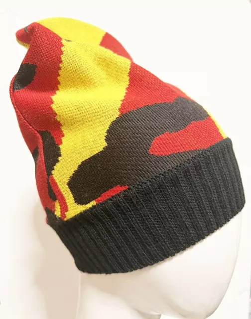 $120 I’M ISOLA MARRAS Beanie Seamed Crown Black Red Yellow Hat Men Women Youth 2