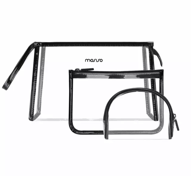 (3 Pack/3 Size) Toiletry Bag Clear Waterproof Portable Zippered Cosmetic Pouch
