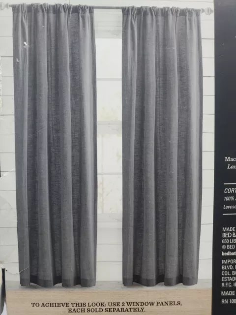 Bee & Willow Home Window Curtain Panel 50" x 84" Somerton Pocket Charcoal Gray