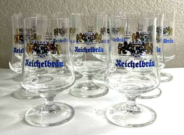 9 Reichelbrau German Beer Glass Barware Germany .3 L Rastal Glasses Vtg Retro