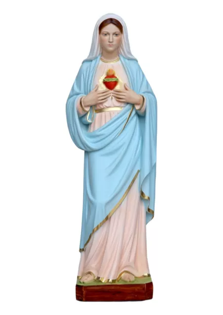 Statue Madonna Sacré Coeur De Maria CM 40 IN Résine Décoré à la Main Italienne