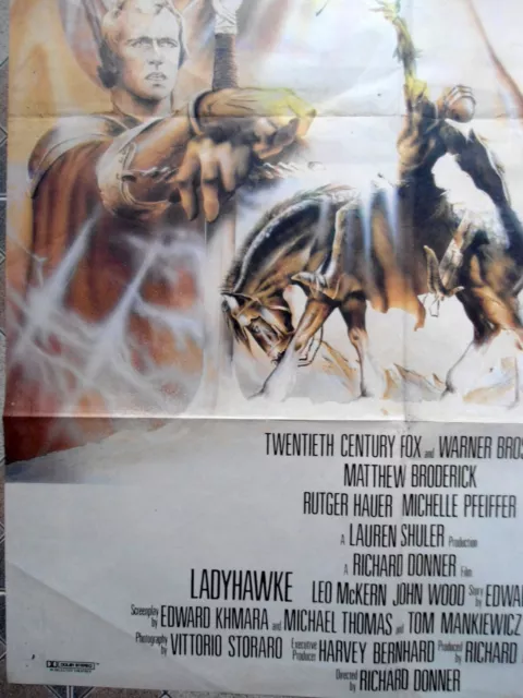 LADY HAWKE Lebanese One sheet 27.5x39.6" Original Movie Poster Film 1985 VF 2