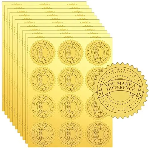 360 Pcs Gold Foil Embossed Certificate Seals 2" Round You Make a Difference