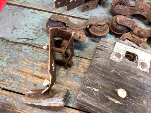 Lot Of Antique Vintage Barn Door Rollers And Brackets With Star 6