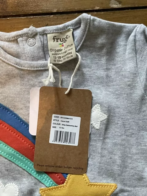 BNWT Frugi organic oscar outfit rainbow joggers and top baby boys 12-18 months 6