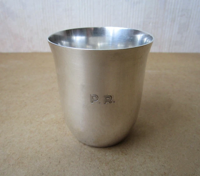 ANCIENNE BELLE TIMBALE en argent massif Suisse Maison Jezler monogramme ...