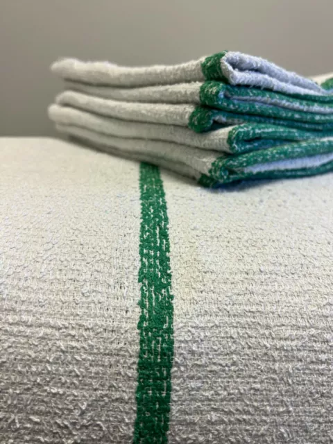 120 PIECES NEW GREEN STRIPED BAR MOPS BAR TOWELS RESTURANT CLEANING 16X19 inch
