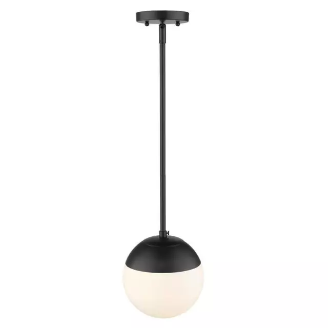 Dixon Small Pendant in Black with Opal Glass and Black Cap 3