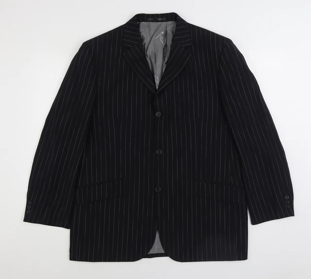 Giacca tuta Ben Sherman da uomo nera a righe in lana taglia 42