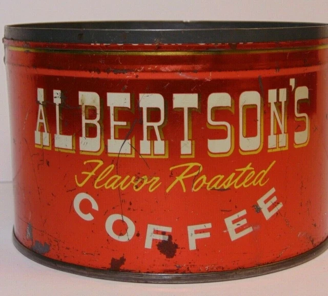 RARE VINTAGE 1950S ALBERTSON'S COFFEE KEYWIND COFFEE TIN 1 ONE POUND