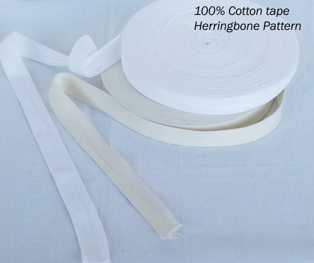 Naturel Beige/Blanc Coton Sergé Bande Tablier,Bruant Ect 50mtrs (25mm)