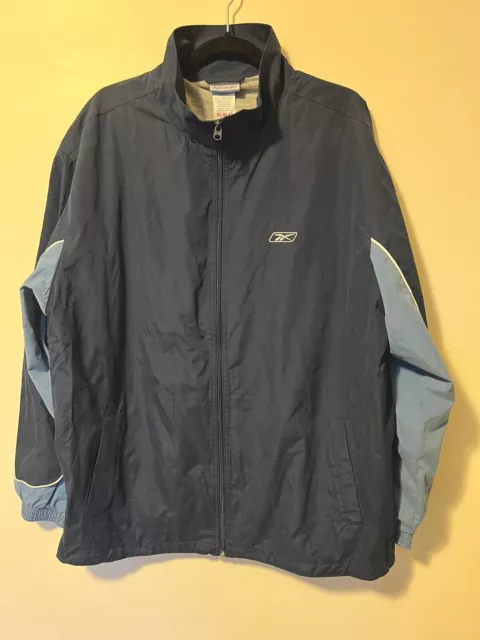 NWT Reebok Conditions Mens XXL Navy/Steel Blue Full-Zip Lined Warmup Jacket