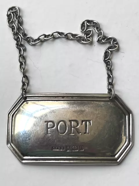 Vintage Wine Port Label Sterling Silver hallmarked Birmingham 1987