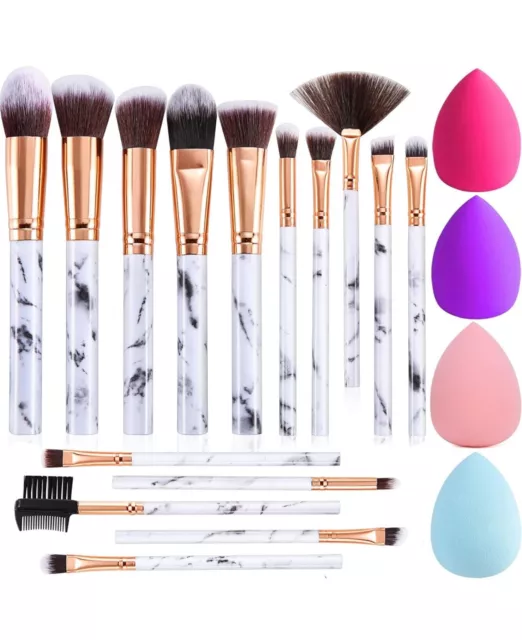 Makeup Brushes 15PCS Marble Makeup Brush Set Blush Foundation Concealer