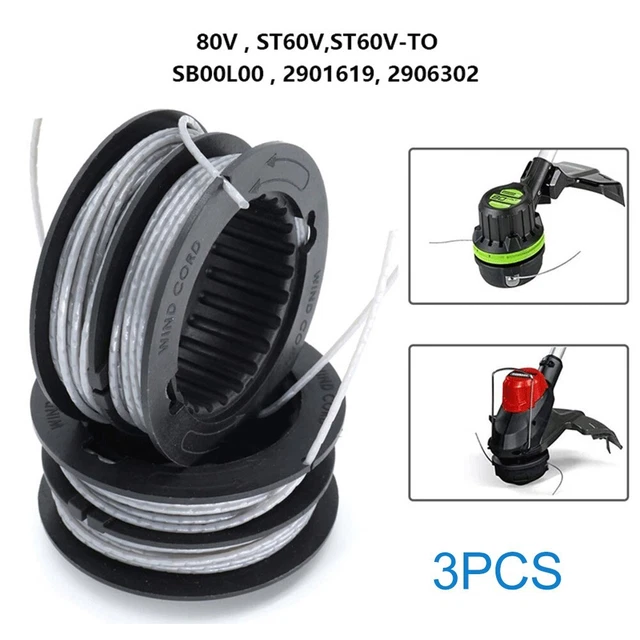 3 pz. Kit bobina di taglio bobina filo per Greenworks 080 80 V SB00L00 2906302 ricambio 4