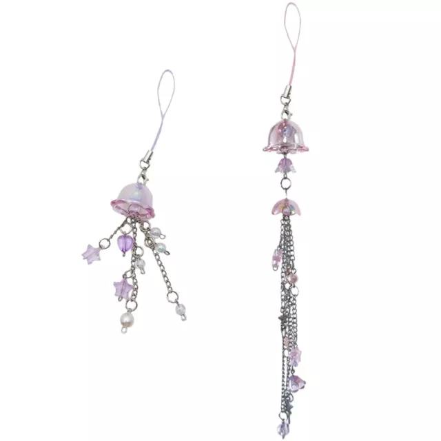 Cute Bead Pendant Phone Chain Style Fashion Purple Fringe Heart Star Bead